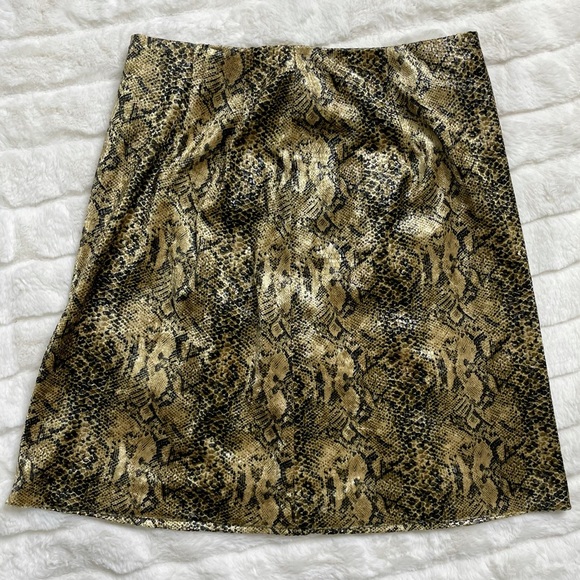 Vintage Metallic Gold Snakeskin Velvet Skirt Sz S - Picture 1 of 8